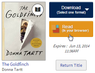 Screenshot of the Read button for a borrowed eBook